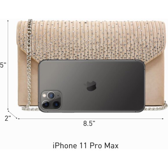 ⚡Women's Magnetic Closure Chain Strap Crossbody Envelope Tan Clutch Handbag - Picture 3 of 6